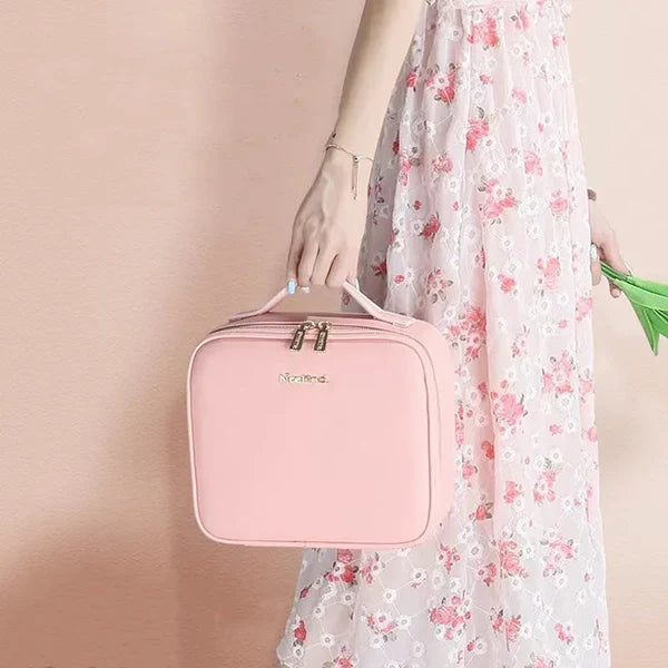 Geanta Cosmetica Pentru Make-up cu Oglindă LED cu Touch, 26x23x11 cm