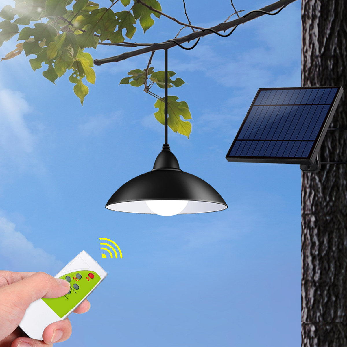 Lampă solara suspendata cu 2 becuri LED, telecomanda, 50W Imagine secundară a produsului