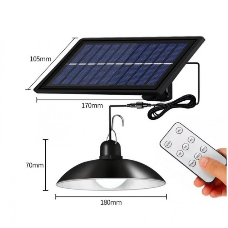 Lampă solara suspendata, cu telecomanda, 90 Lm/W