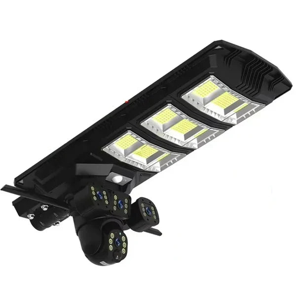 Lampă cu panou solar, 450 W, cu 3 camere supraveghere incorporate, slot sim, 4G, 12MP