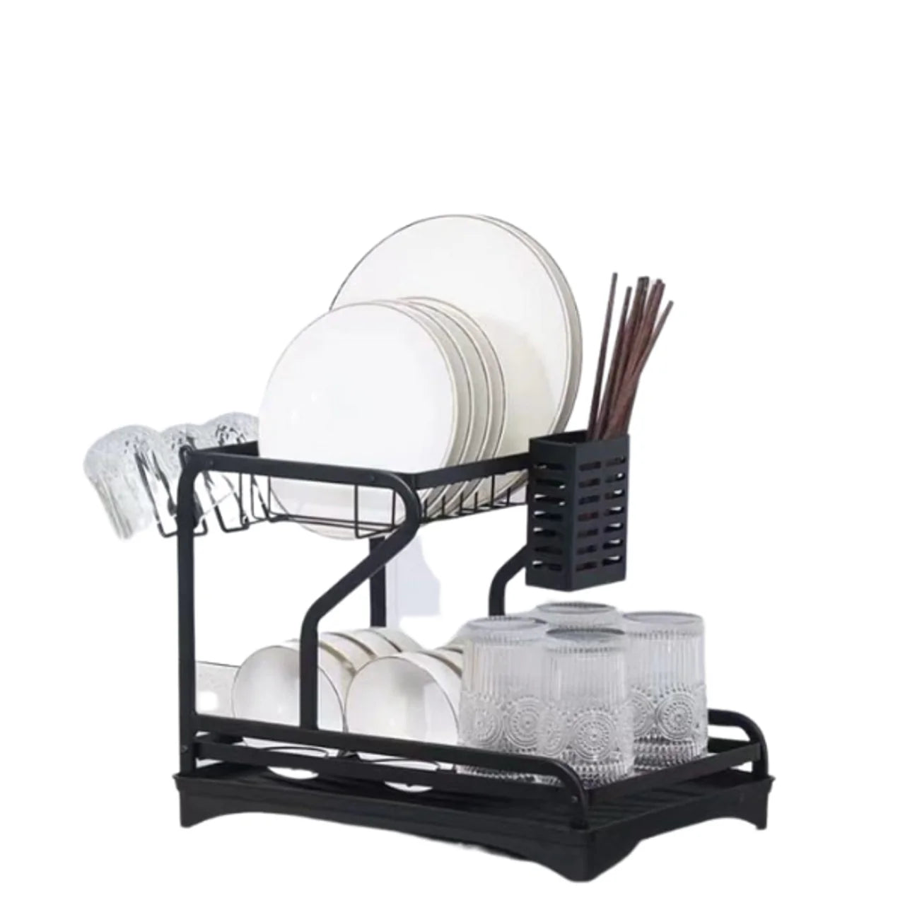 Suport de vase premium, 2 nivele, 42 X 30 X 32cm, negru Imagine principală a produsului