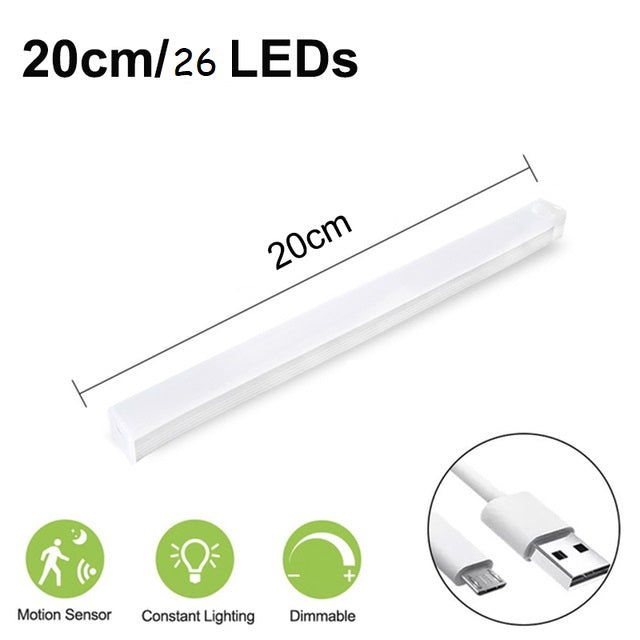Lampă LED cu senzor de miscare, suport magnetic, reincarcare prin USB, portabila, lumina rece