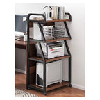 Raft multifunctional cu roti pentru birou, 4 niveluri, cadru metalic, blat MDF, 55x40x131 cm