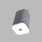 Pompa de aer electrică portabilă cu lanternă LED – 3 moduri luminoase, 5 duze, USB reîncărcabilă