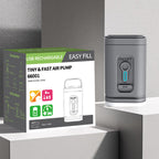 Pompa de aer electrică portabilă cu lanternă LED – 3 moduri luminoase, 5 duze, USB reîncărcabilă