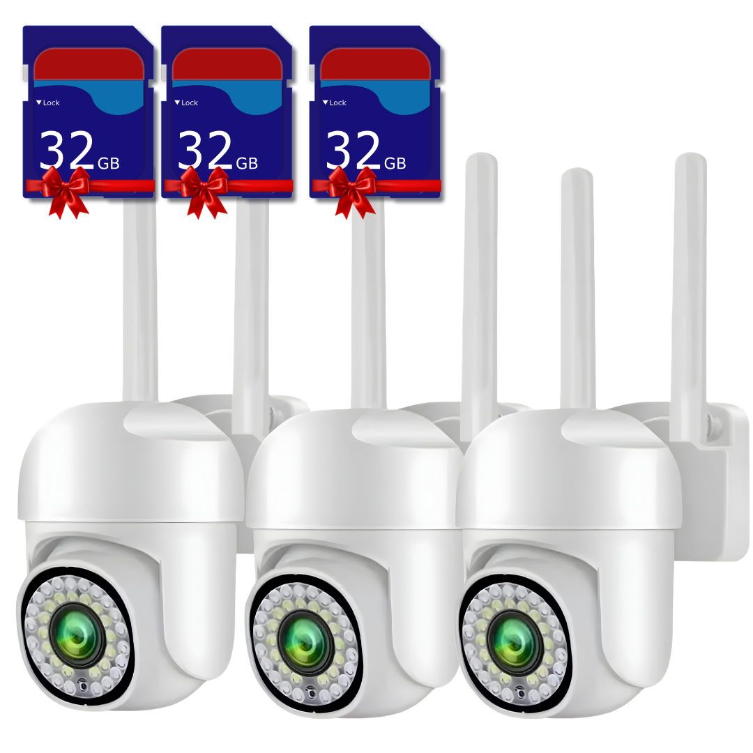 Pachet Cameră de supraveghere WIFI pentru exterior cu Card 32GB Inclus, HD panoramica, vedere nocturna