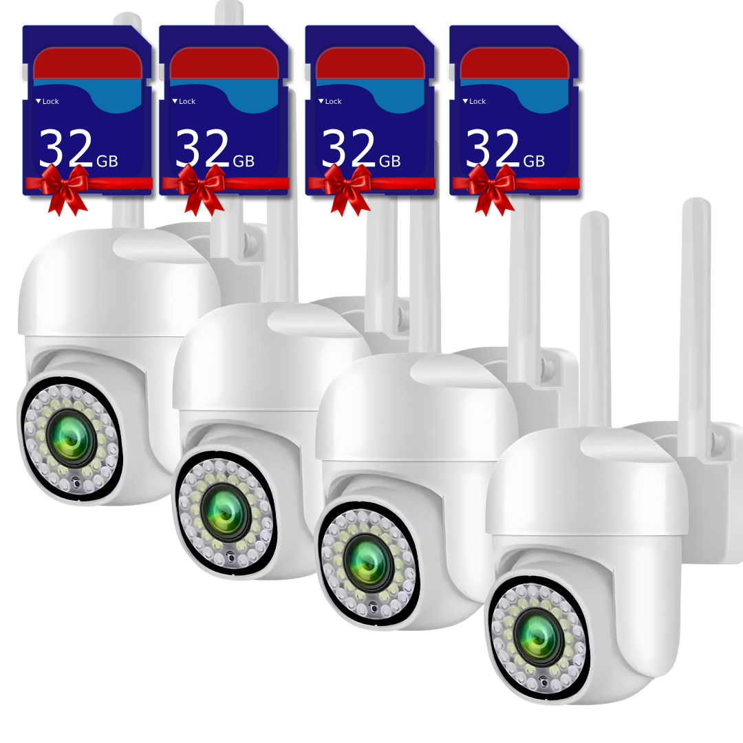 Pachet Cameră de supraveghere WIFI pentru exterior cu Card 32GB Inclus, HD panoramica, vedere nocturna