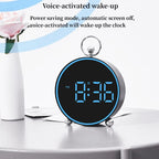 Ceas desteptator digital LED 4, 4" cu afisaj color, comanda vocala si alarme personalizabile - trezeste ecranul