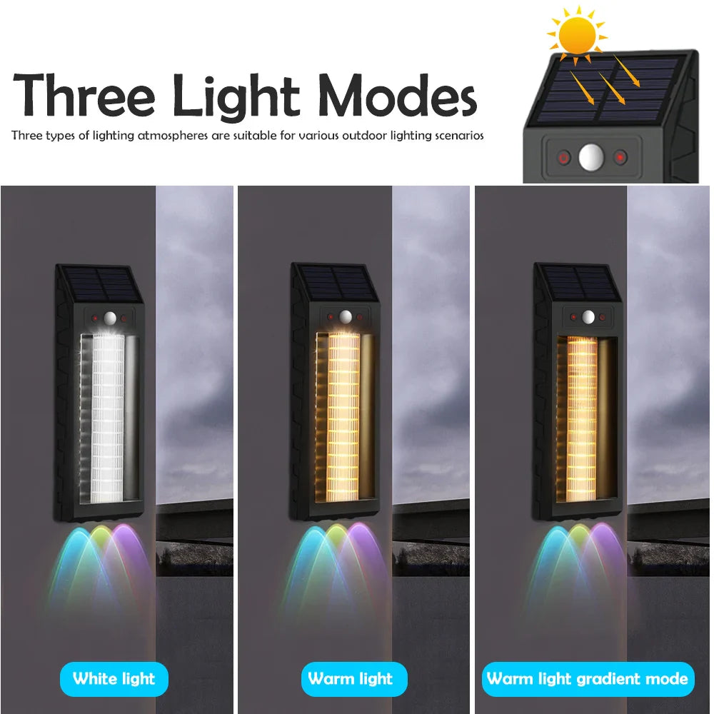 Lampă solara LED 33 cm, senzor miscare, 3 moduri de lumina, panou solar 5.5V/1.6W, rezistenta la apa