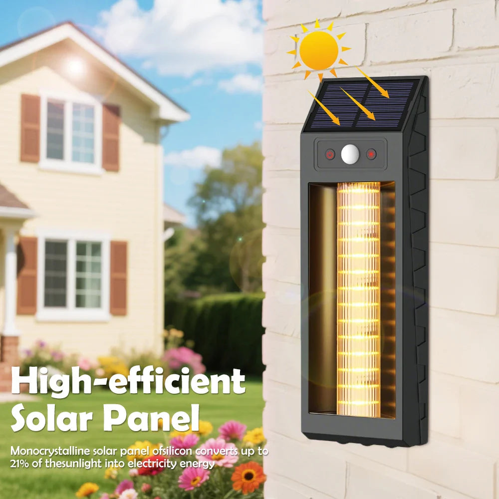 Lampă solara LED 33 cm, senzor miscare, 3 moduri de lumina, panou solar 5.5V/1.6W, rezistenta la apa