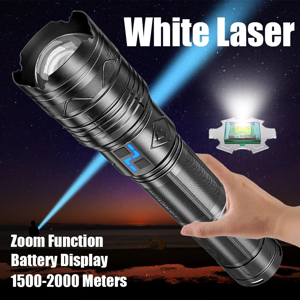 Lanterna profesionala cu LED laser, incarcare Type-C, 4 acumulatori inclusi