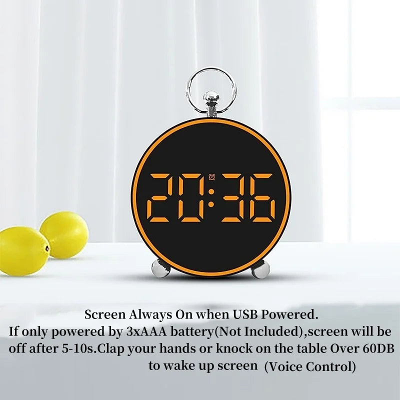 Ceas desteptator digital LED 4, 4" cu afisaj color, comanda vocala si alarme personalizabile - trezeste ecranul