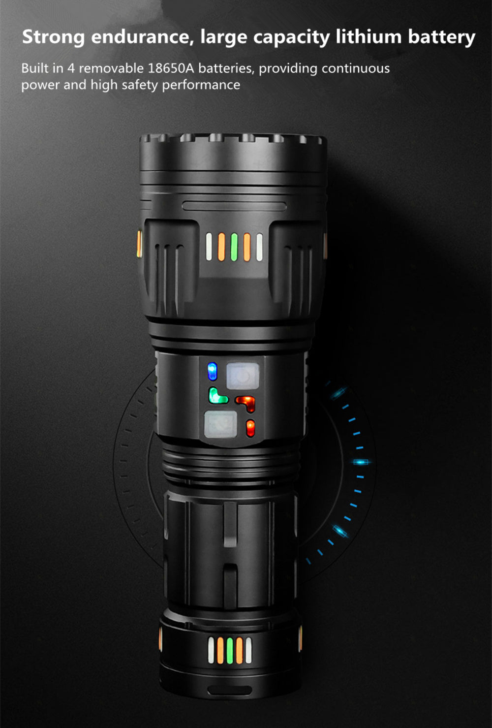 Lanterna profesionala cu LED laser, 5km raza actiune, 30000 lumeni