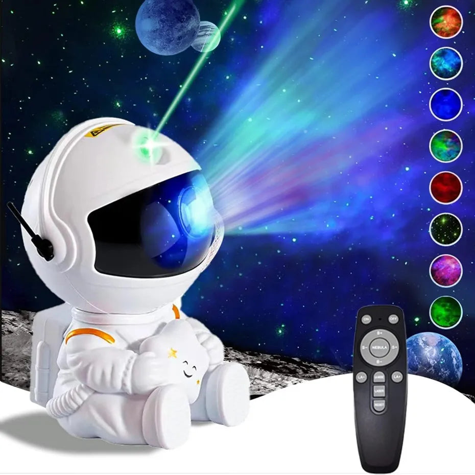 Proiector stele, ABS/PVC, model astronaut, alimentare USB, Alb Imagine secundară a produsului