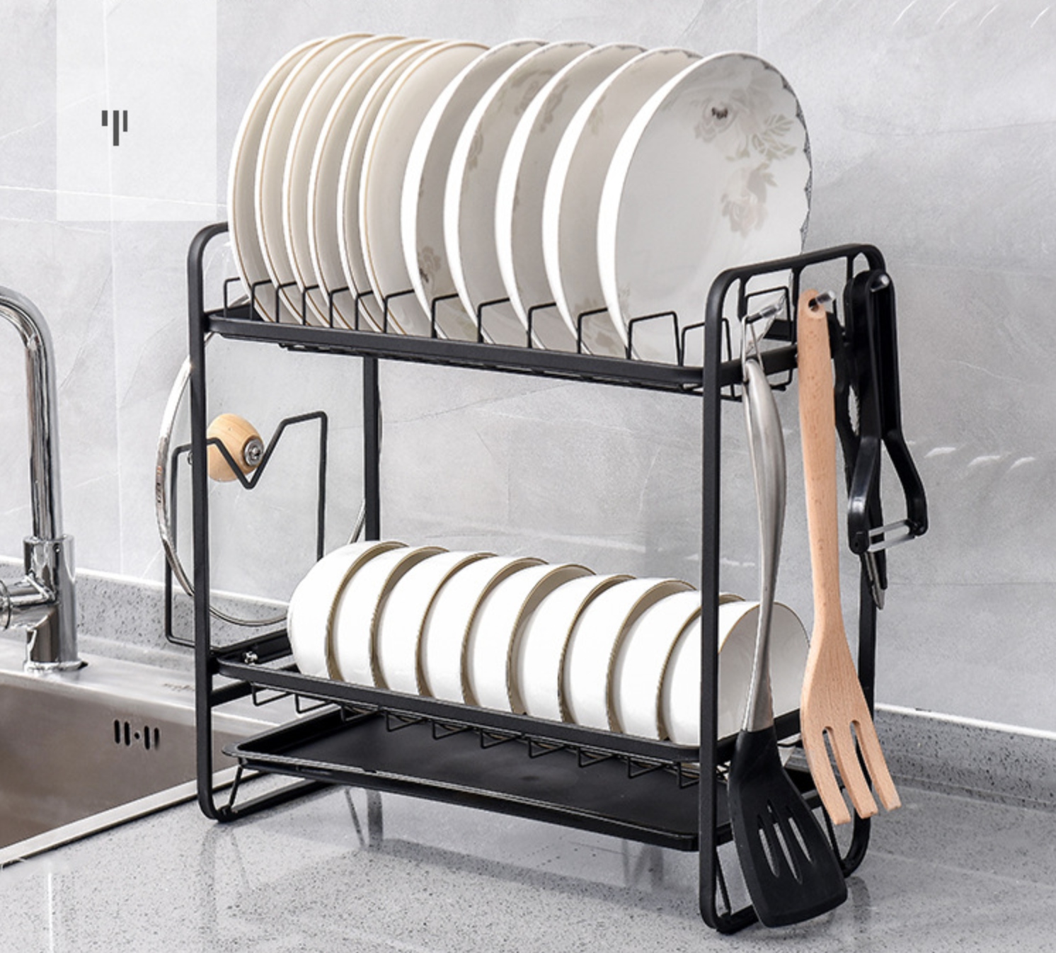 Suport de vase metalic supraetajat, design scandinav Imagine principală a produsului
