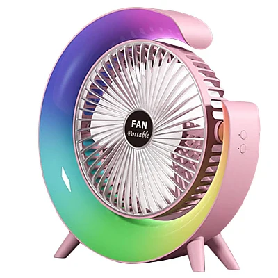 Mini ventilator de birou rotund cu LED RGB pentru Casă Modernă