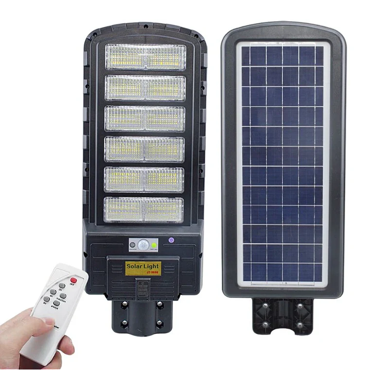 Lampă Solara Stradala, Dreptunghiulara 600W cu 12 Celule Telecomanda si Suport Metalic, Lumina Puternica