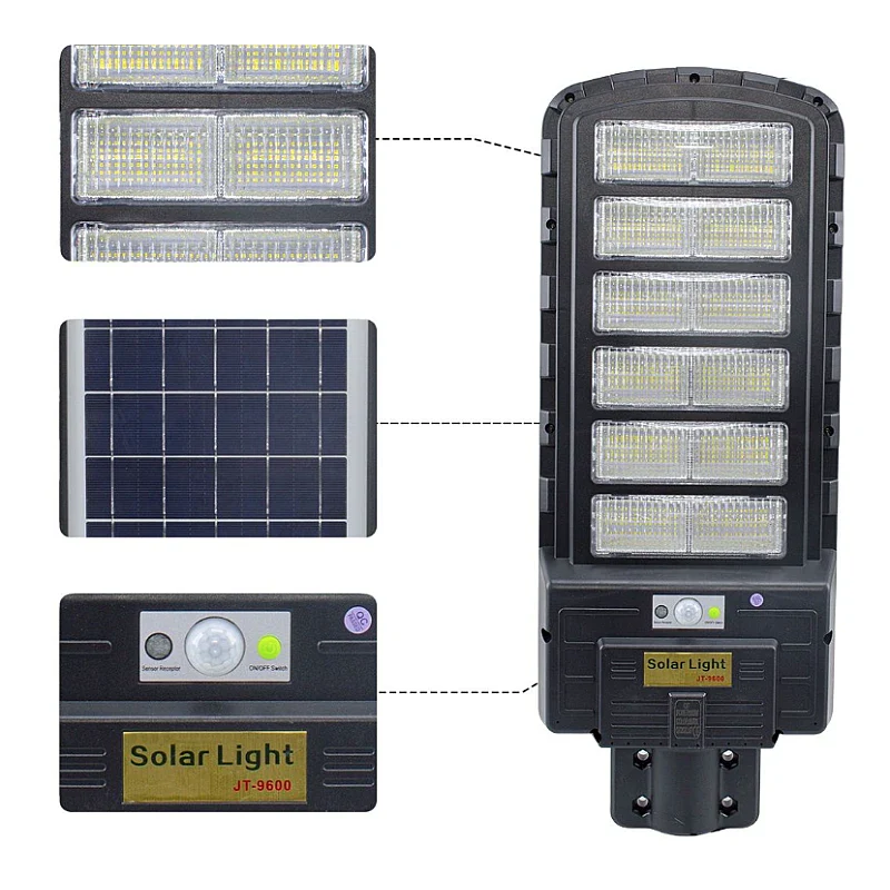 Lampă Solara Stradala, Dreptunghiulara 600W cu 12 Celule Telecomanda si Suport Metalic, Lumina Puternica