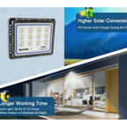 Proiector solar LED Jortan 600/800/1000W cu panou solar, telecomanda, IP66, iluminare exterior