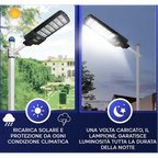 Lampă Solara Stradala, Dreptunghiulara 600W cu 12 Celule Telecomanda si Suport Metalic, Lumina Puternica