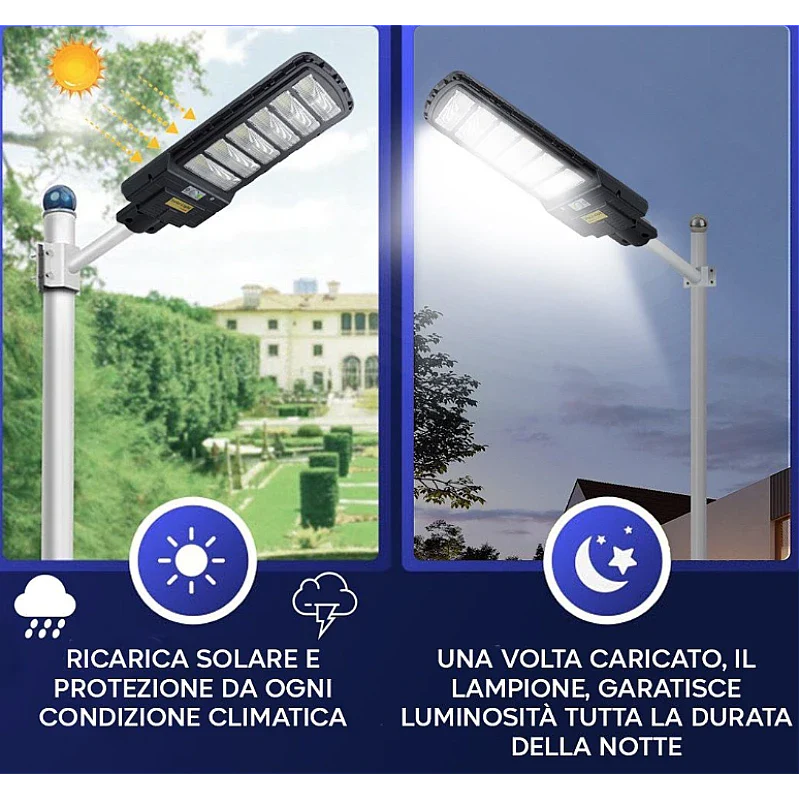 Lampă Solara Stradala, Dreptunghiulara 600W cu 12 Celule Telecomanda si Suport Metalic, Lumina Puternica