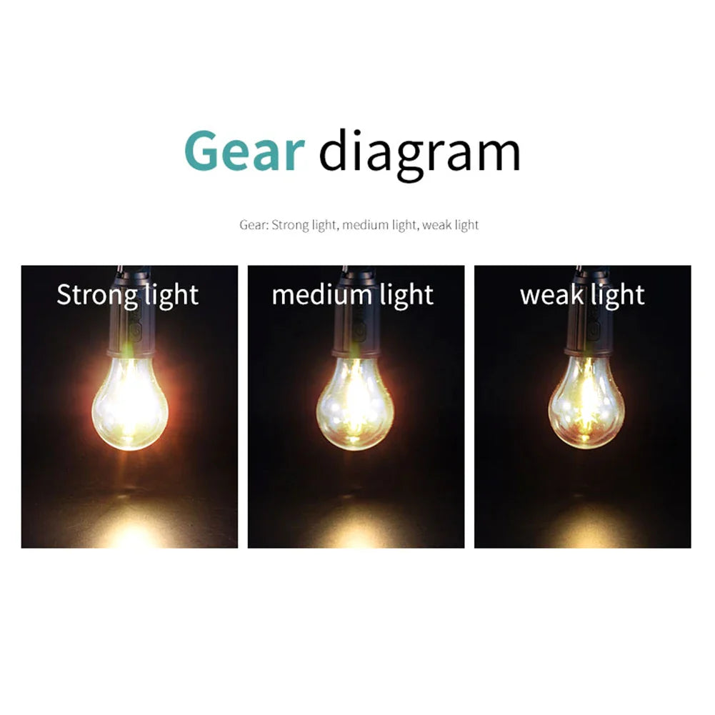 Set 4 becuri LED Retro cu decor de iluminare, pentru camping în Aer Liber, suspendate cu incarcare Tip-C Fast