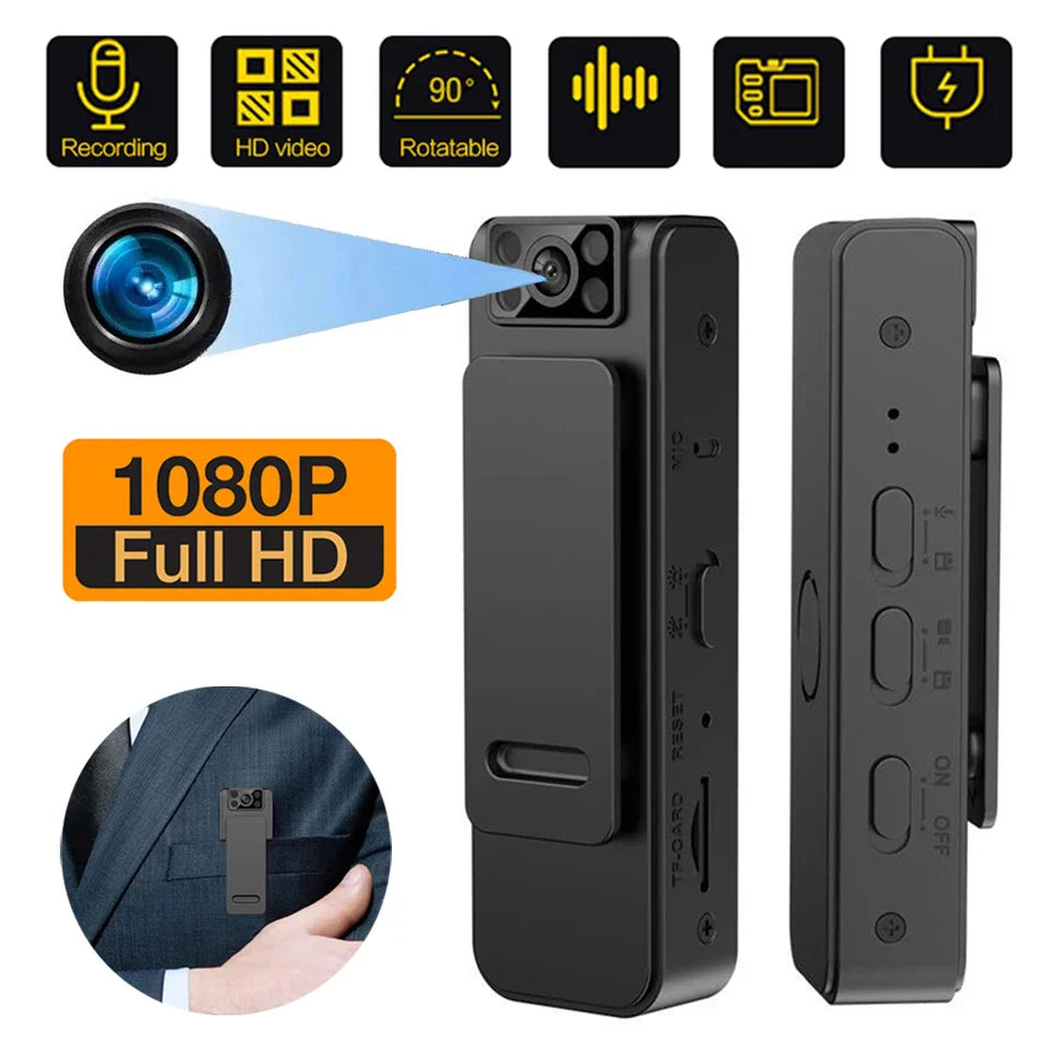 Camera video portabila 1080P, Wireless, Inregistrare Audio-Video, Night Vision, rotire 90°, negru Imagine principală a produsului