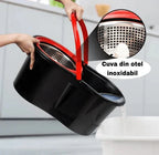 Set Mop Rotativ 8 litri, Cuva din Inox, 4 Rezerve Diferite + Perie Rosturi
