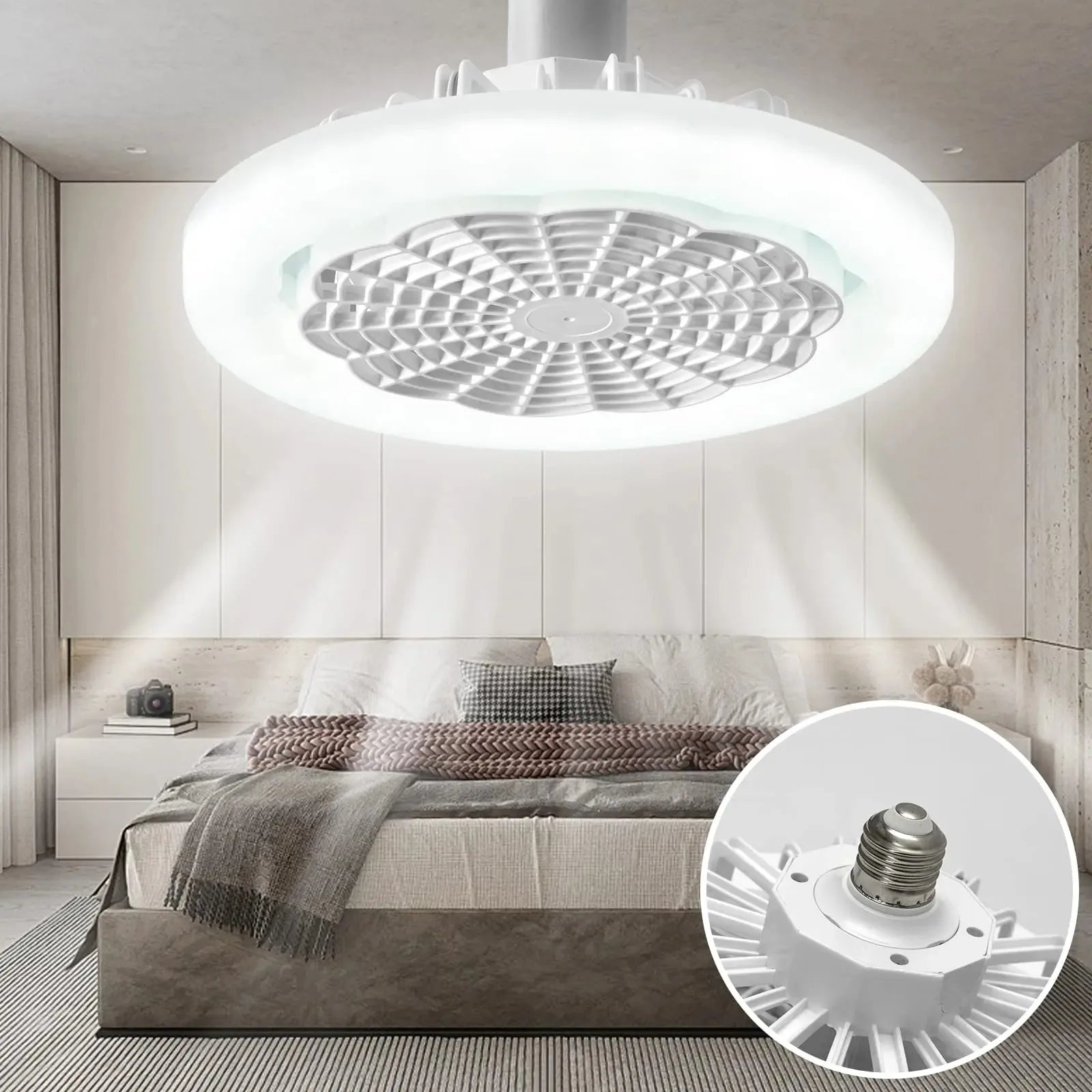 Lampă LED tavan, cu ventilator si telecomanda, 30W Imagine principală a produsului