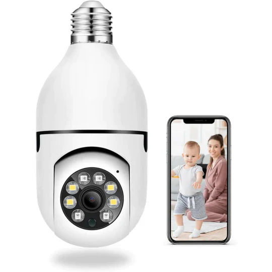 Cameră de supraveghere tip Bec cu soclu E27, vedere pe noapte, senzori de miscare, alarma, 1080P Imagine principală a produsului