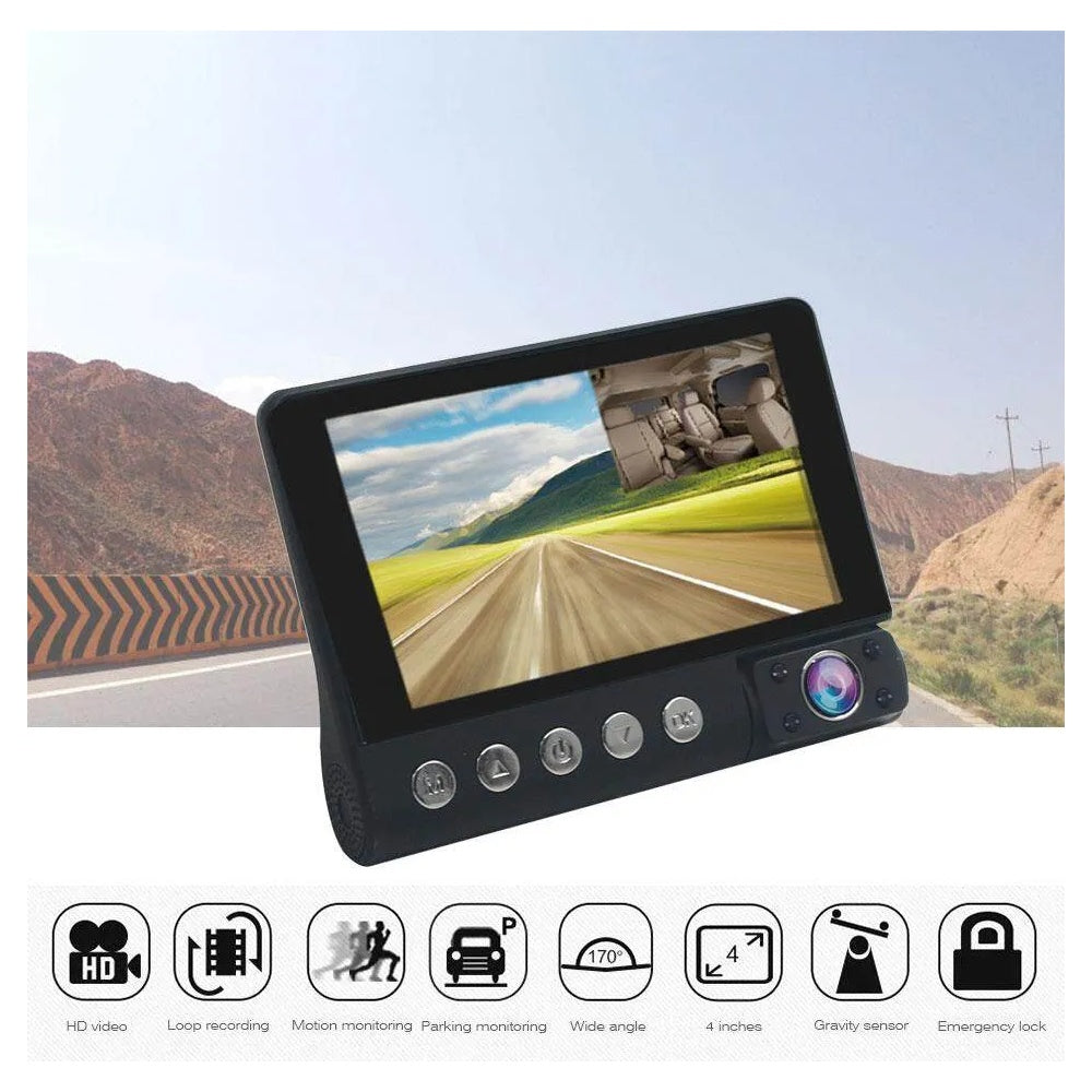 Camera Auto cu Oglindă Retrovizoare 3-in-1 – Ecran 4 inch, viziune nocturna, detectie miscarilor