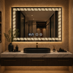 Oglindă LED Premium pentru Baie 80x60 cm Iluminare 3 Culori Ceas si Antiaburire