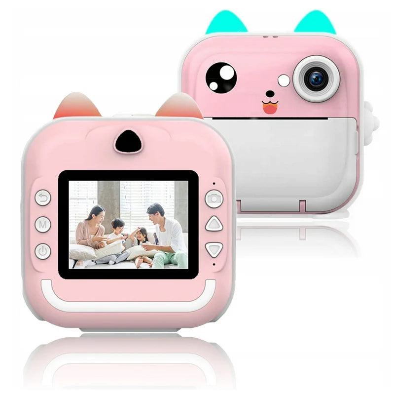 Aparat foto digital cu imprimare termica pentru copii, focalizare automata, display color de 2