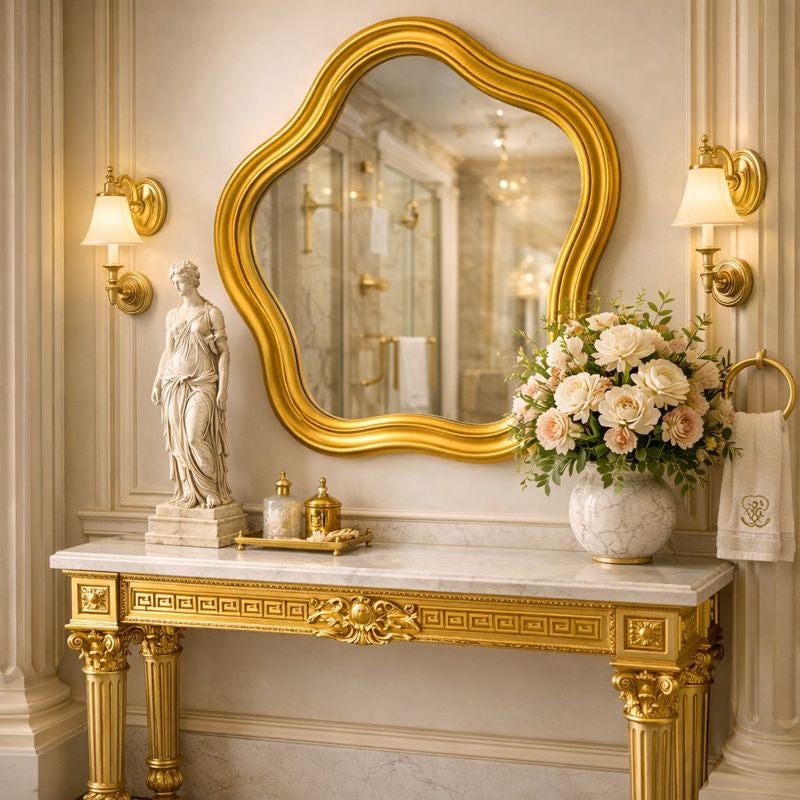 Oglindă decorativa ondulata 60x70 cm – design elegant pentru baie, hol sau dormitor Imagine secundară a produsului
