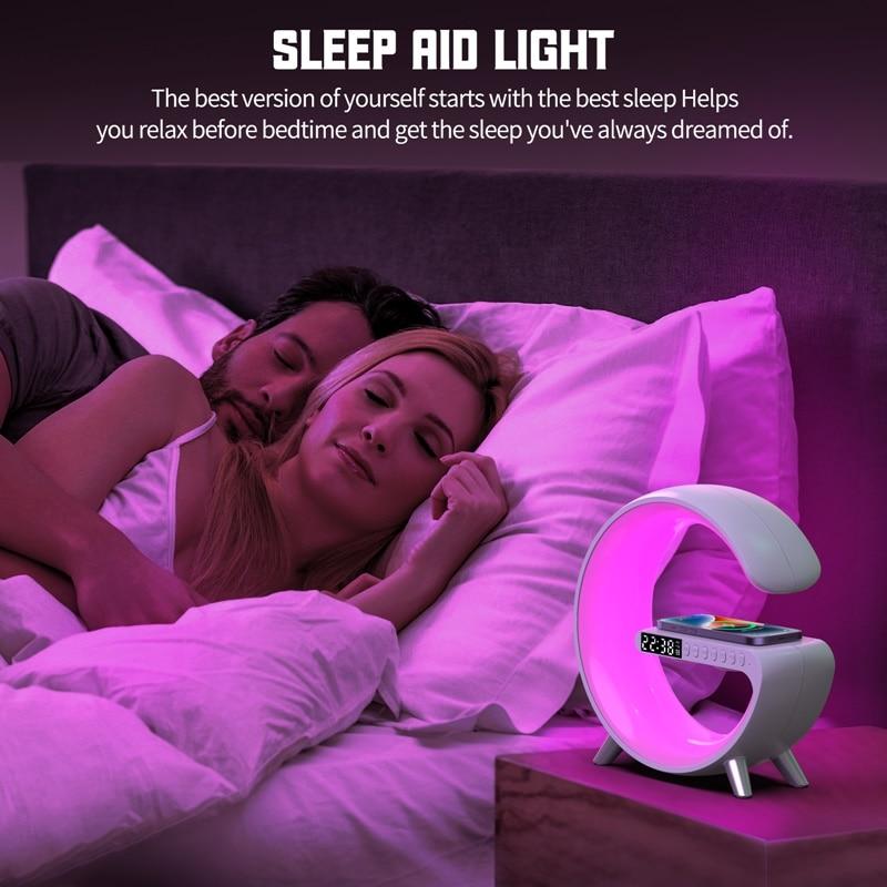 Statie incarcare wireless 3 in 1 cu Lampă RGB si boxa bluetooth, control aplicatie