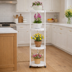 Suport multifunctional pentru flori si plante cu 4 niveluri pe roti 132 cm