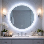 Oglindă baie LED rotunda 55 cm cu buton touch si iluminare perimetrala