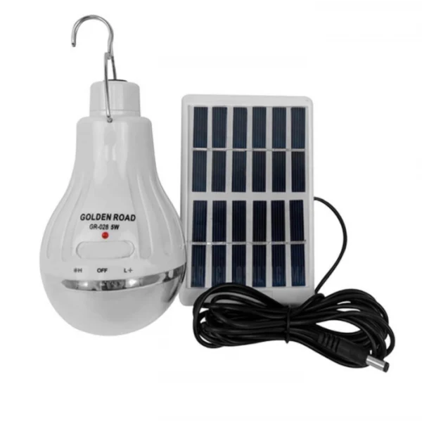 Bec cu leduri portabil si mini panou solar inclus pentru incarcare, baterie reincarcabila, 5W, LL-028 Imagine principală a produsului