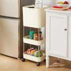 Carucior multifunctional cu cos de gunoi, 3 niveluri cu roti 360°, 78.5 x 24 x 17 cm