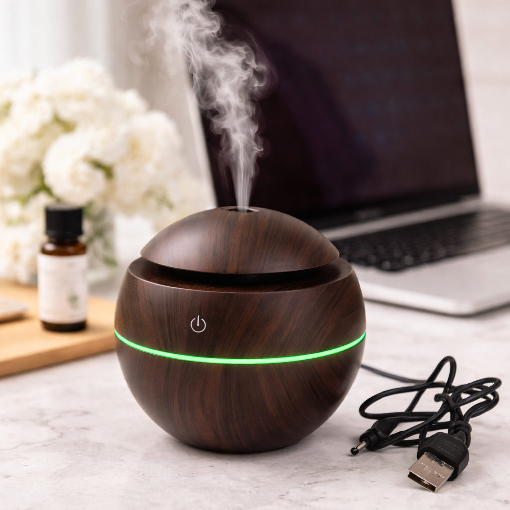 Umidificator de aer cu ultrasunete, iluminare ambientala LED, 130 ml Imagine secundară a produsului