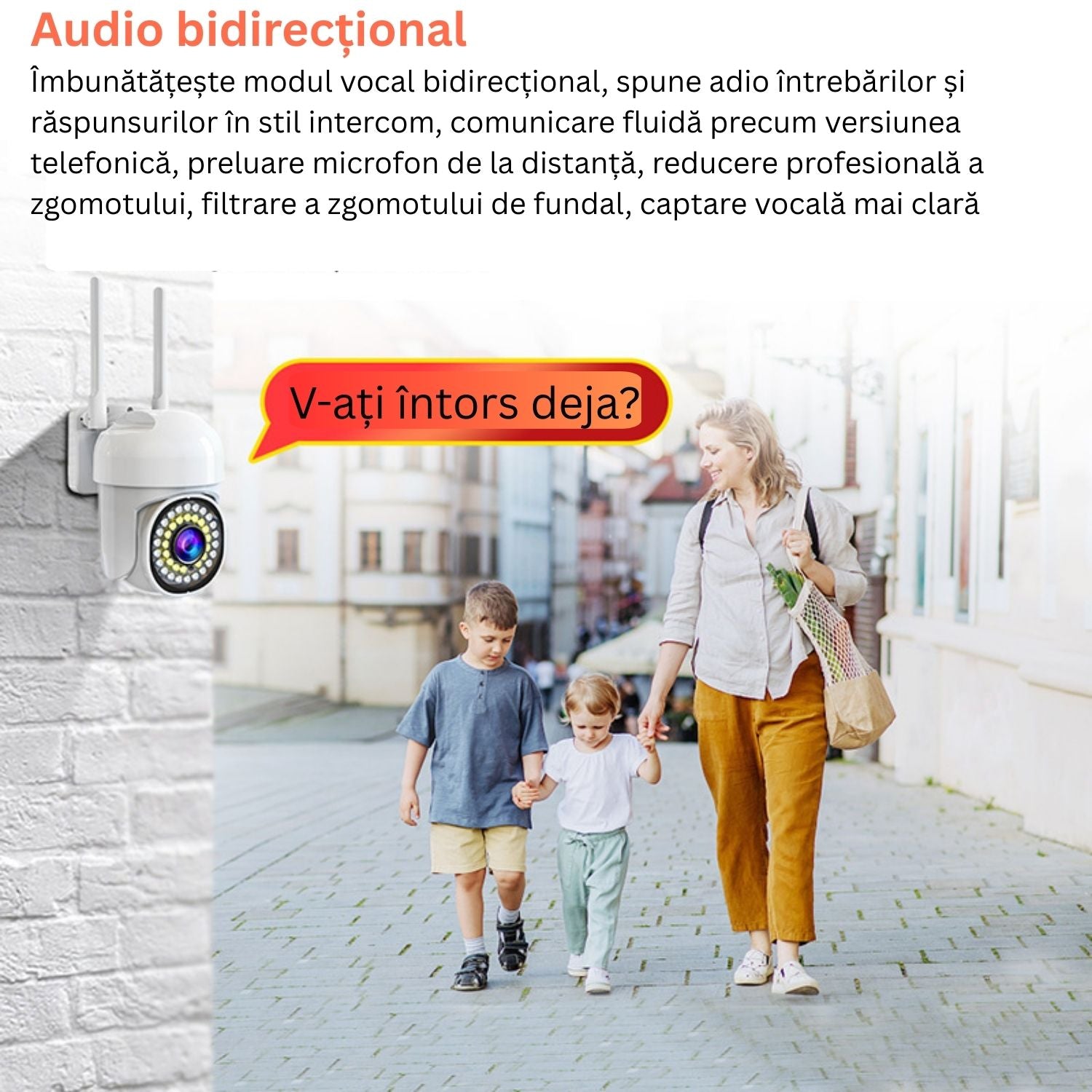 Cameră de supraveghere WIFI pentru exterior, HD panoramica, vedere nocturna