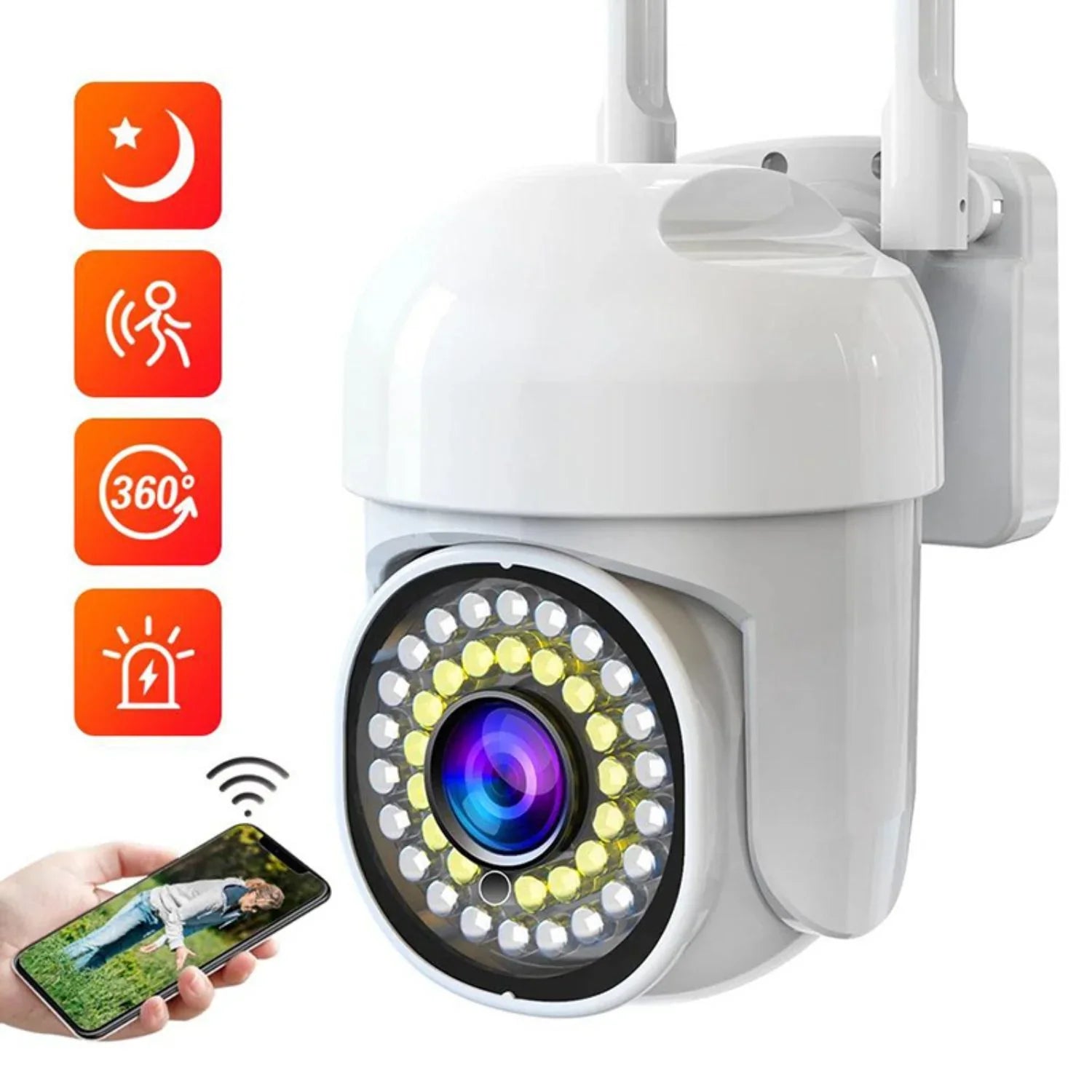 Pachet Cameră de supraveghere WIFI pentru exterior cu Card 32GB Inclus, HD panoramica, vedere nocturna Imagine secundară a produsului