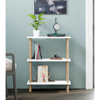 Etajera decorativa cu 3 rafturi si picioare din lemn – ideala ca biblioteca sau masuta laterala