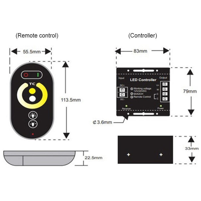 Controller LED RGB pentru Bandă LED, cu touch, 12V/24V, cu telecomanda