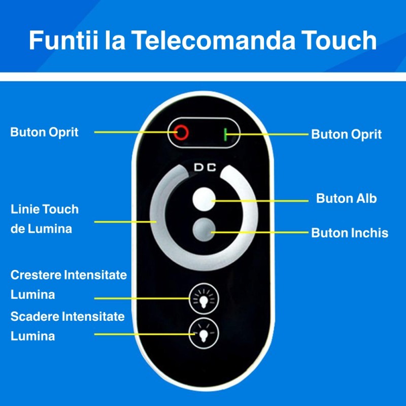 Controller LED RGB pentru Bandă LED, cu touch, 12V/24V, cu telecomanda