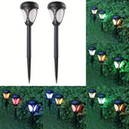 Set 2 lampi solare LED pentru exterior sub forma de fluture pentru gradina