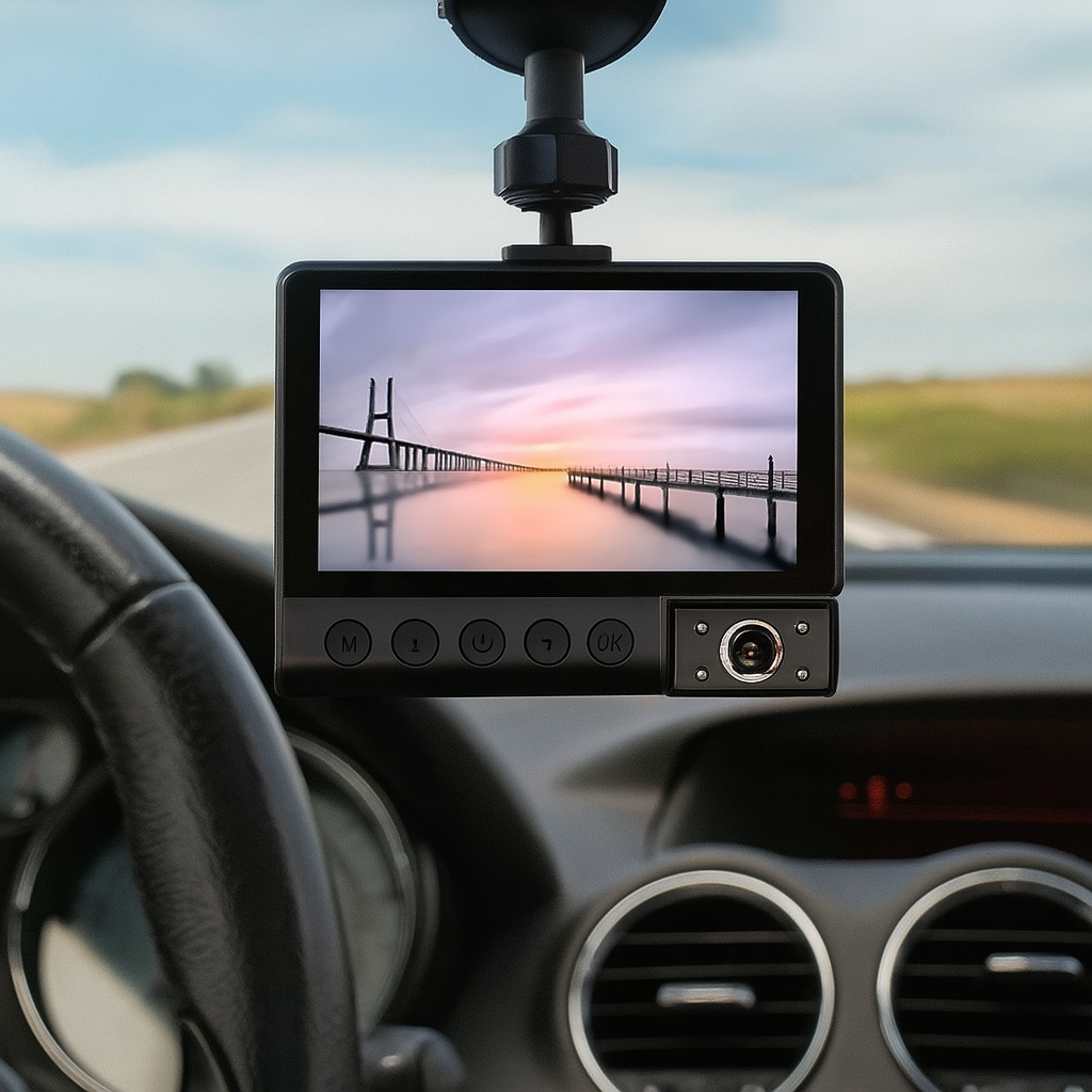 Camera Auto cu Oglindă Retrovizoare 3-in-1 – Ecran 4 inch, viziune nocturna, detectie miscarilor Imagine principală a produsului