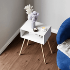 Noptiera cu picioare retro – 44 x 29 x 18 cm – cu raft de depozitare si design vintage