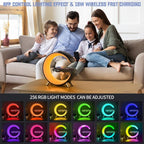 Statie incarcare wireless 3 in 1 cu Lampă RGB si boxa bluetooth, control aplicatie