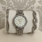 Set Ceas Elegant Dama cu Bratari Decorate cu Cristale